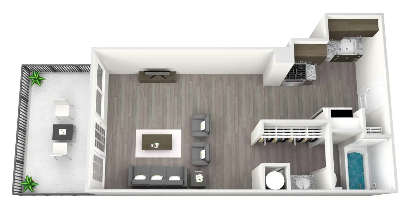 230 West Alabama Studio floor plan, 470 sqft