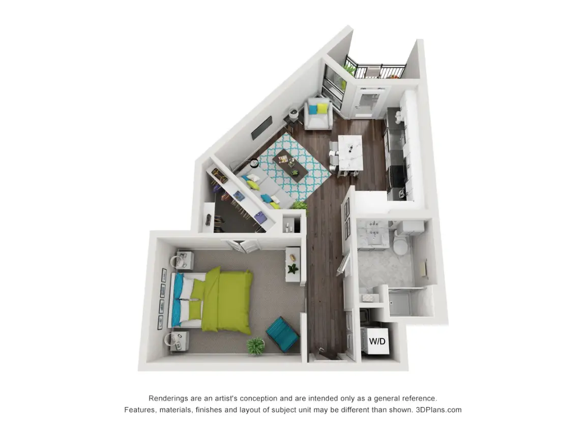 27Seventy Lower Heights 1 Bed floor plan, 685 sqft