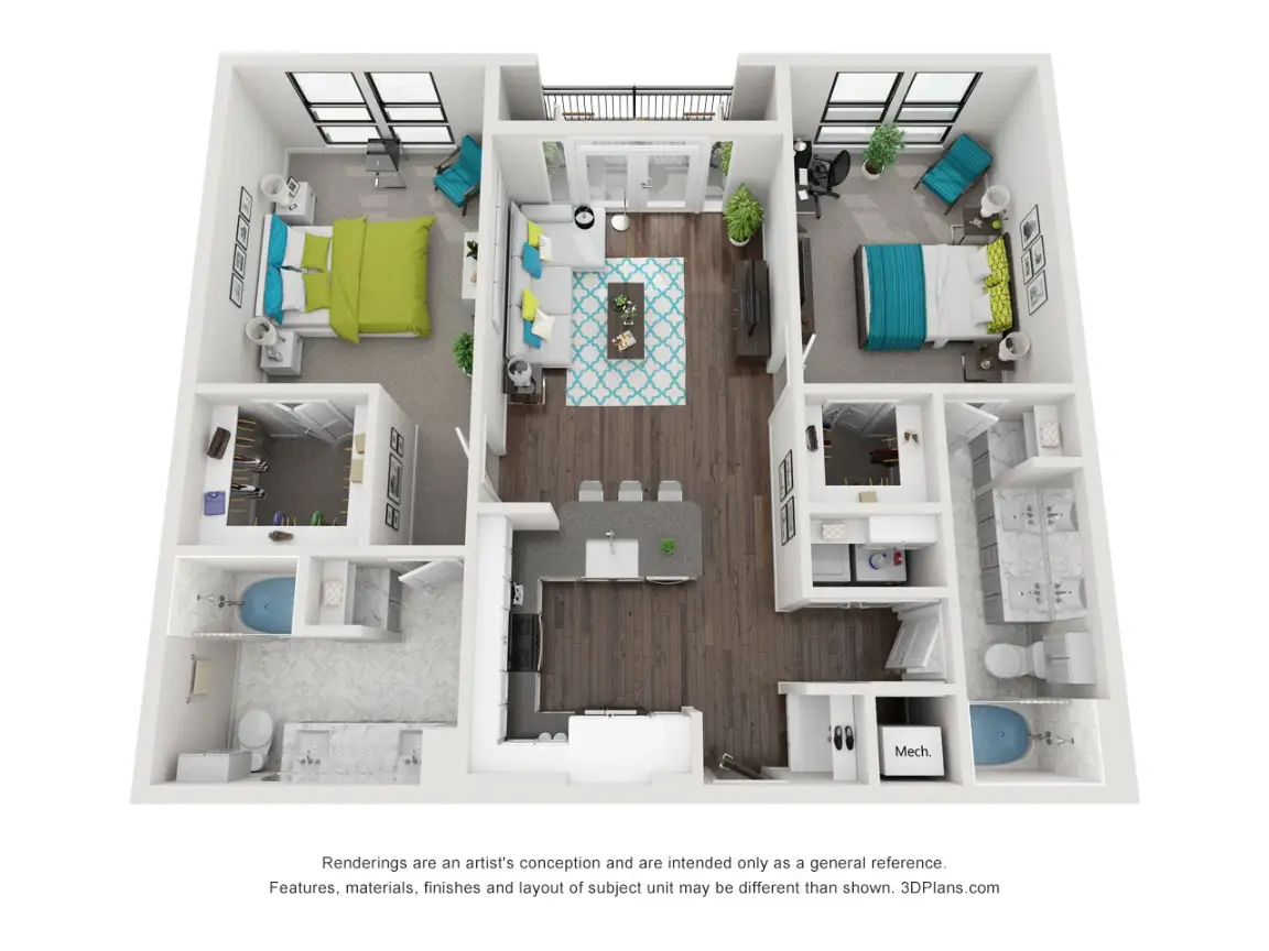 27Seventy Lower Heights 2 Beds floor plan, 1169 sqft