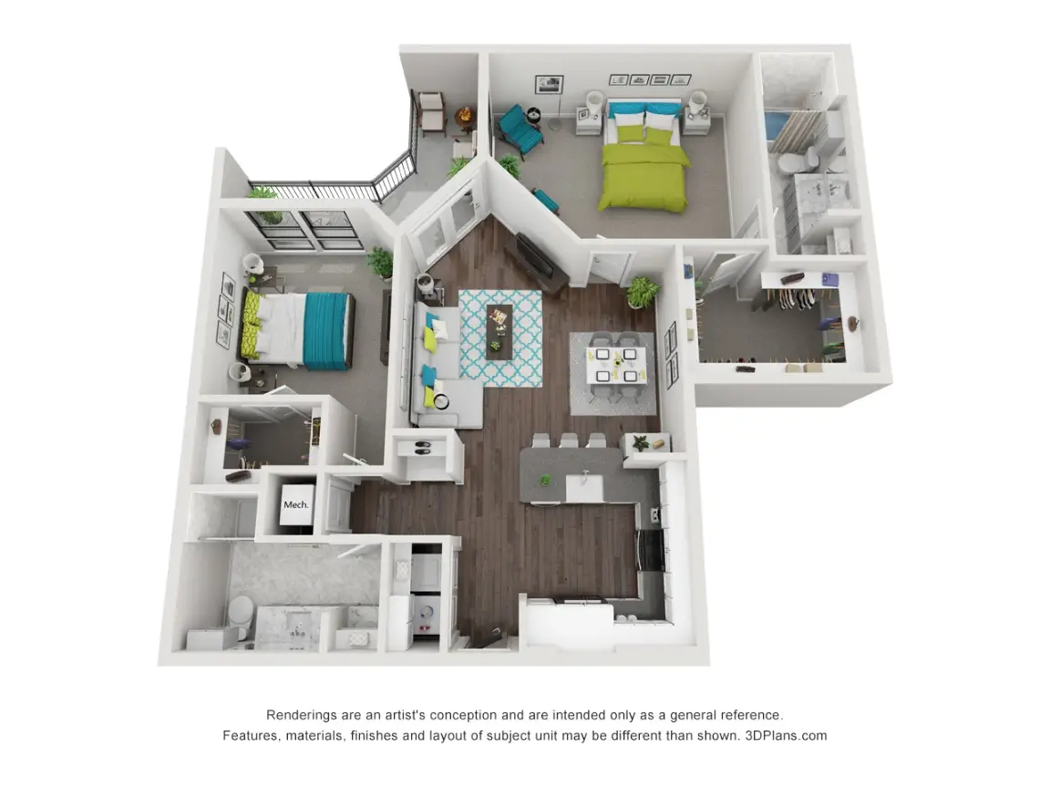27Seventy Lower Heights 2 Beds floor plan, 1220 sqft