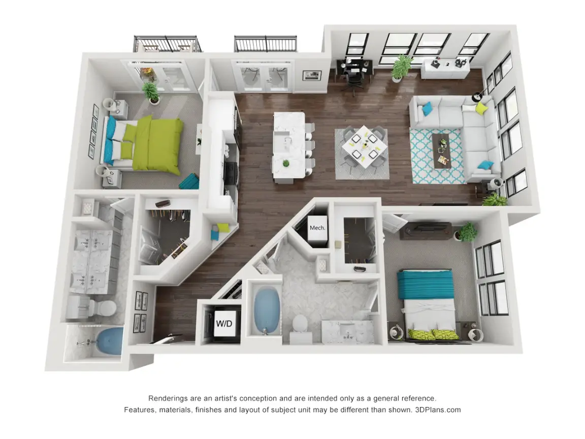 27Seventy Lower Heights 2 Beds floor plan, 1263 sqft