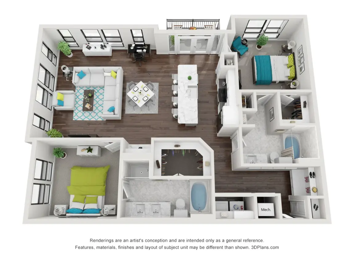 27Seventy Lower Heights 2 Beds floor plan, 1392 sqft