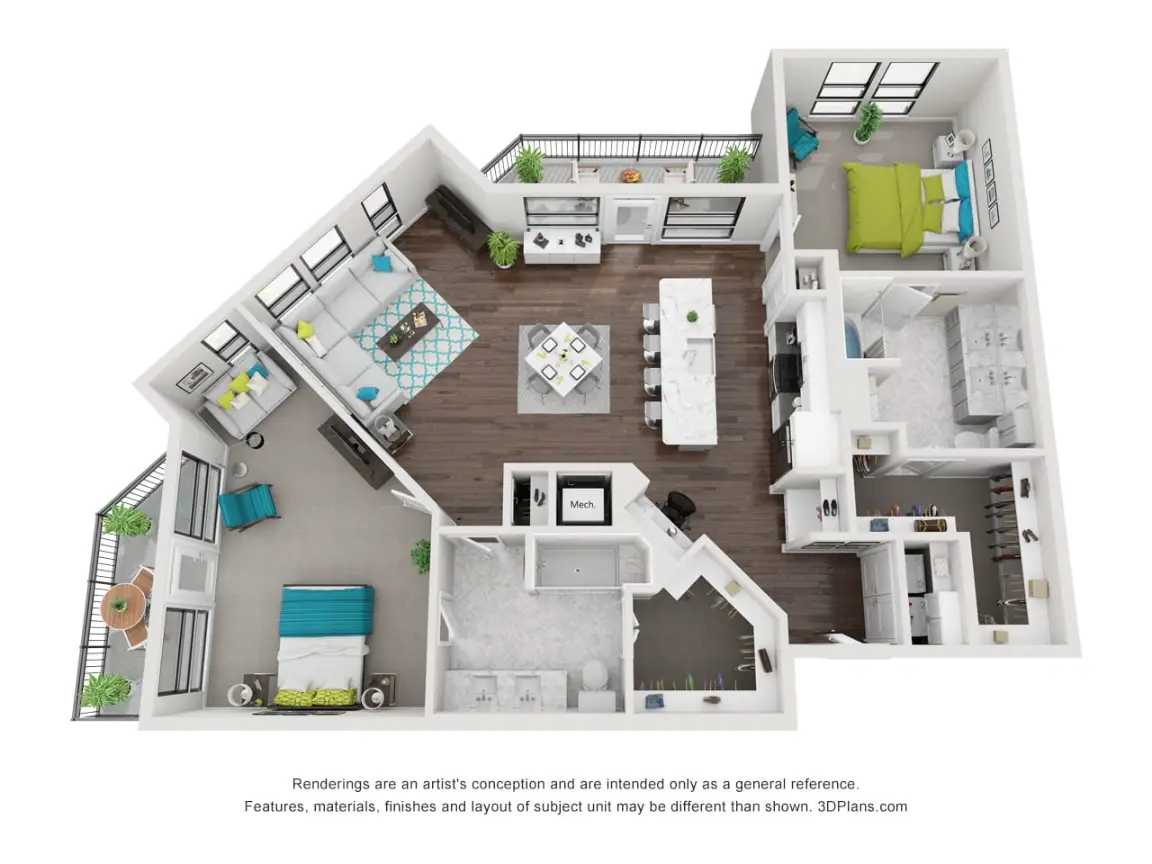 27Seventy Lower Heights 2 Beds floor plan, 1552 sqft