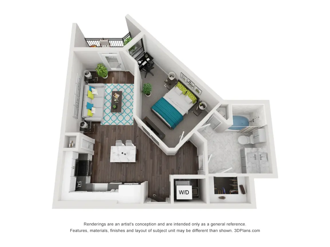 27Seventy Lower Heights 1 Bed floor plan, 695 sqft