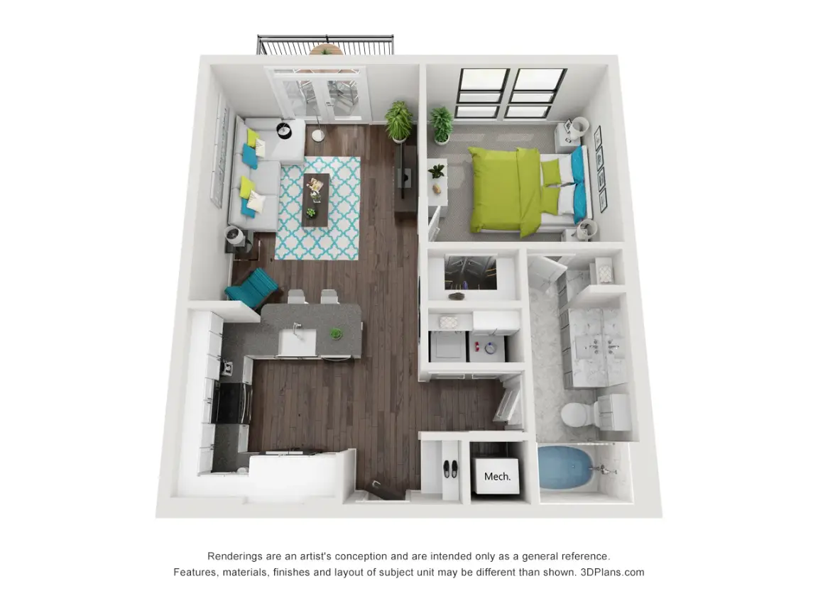 27Seventy Lower Heights 1 Bed floor plan, 702 sqft