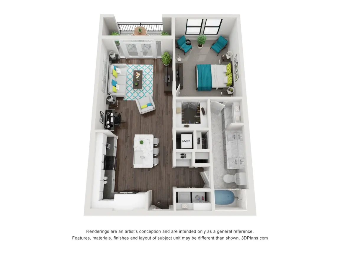 27Seventy Lower Heights 1 Bed floor plan, 836 sqft