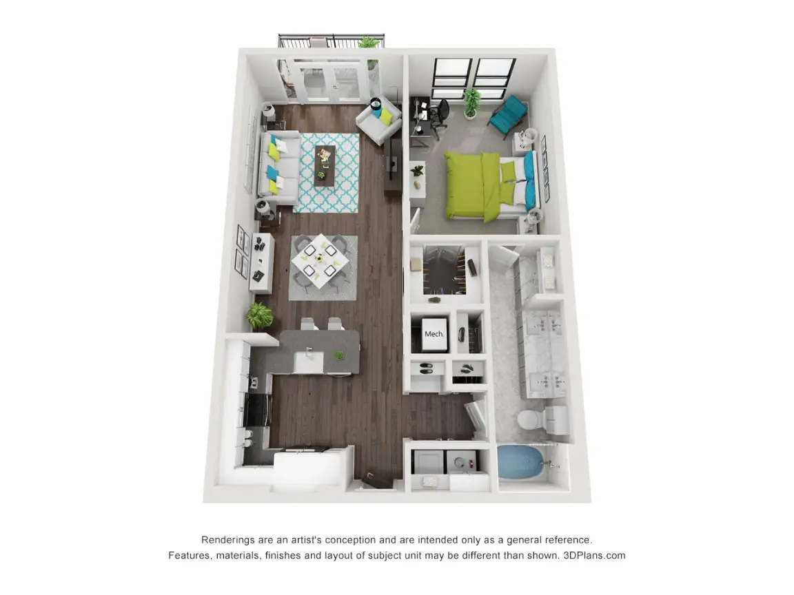 27Seventy Lower Heights 1 Bed floor plan, 821 sqft