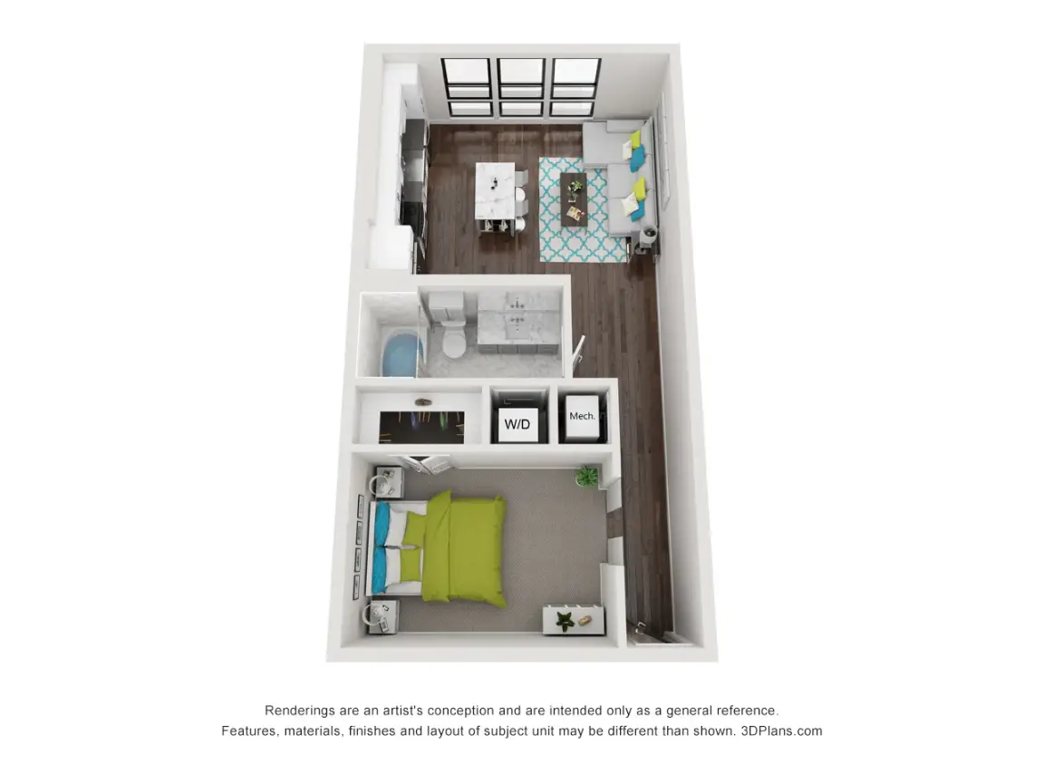 27Seventy Lower Heights 1 Bed floor plan, 665 sqft