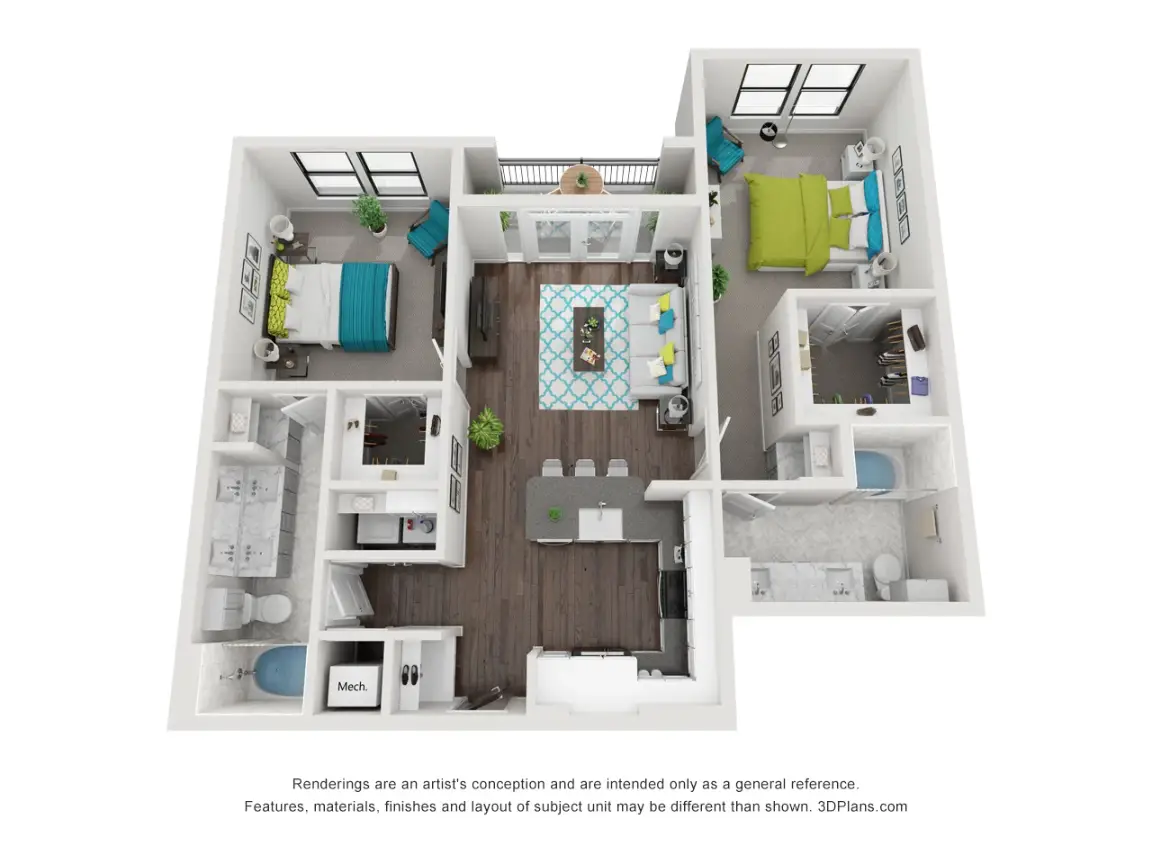 27Seventy Lower Heights 2 Beds floor plan, 1119 sqft