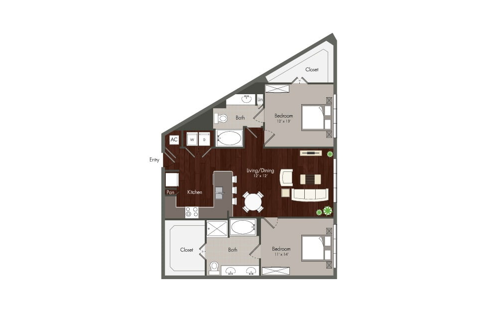 Elan Memorial Park 2 Beds floor plan, 1196 sqft