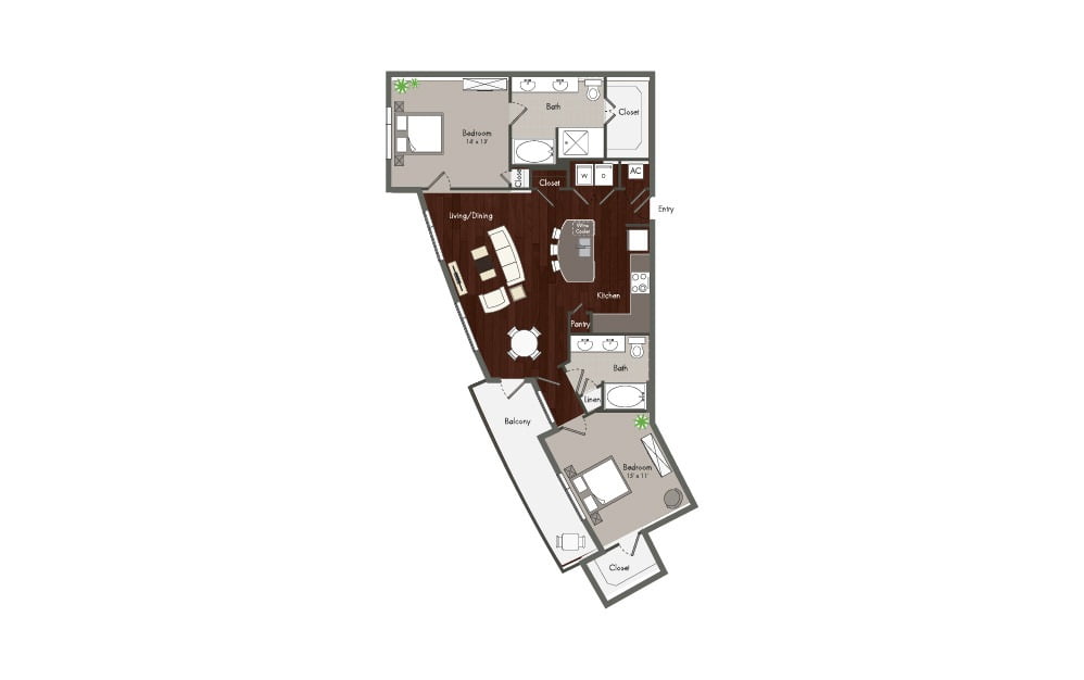 Elan Memorial Park 2 Beds floor plan, 1230 sqft