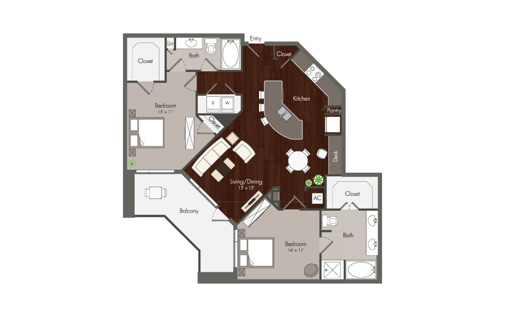 Elan Memorial Park 2 Beds floor plan, 1262 sqft
