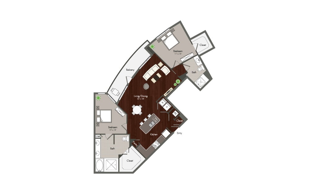 Elan Memorial Park 2 Beds floor plan, 1272 sqft