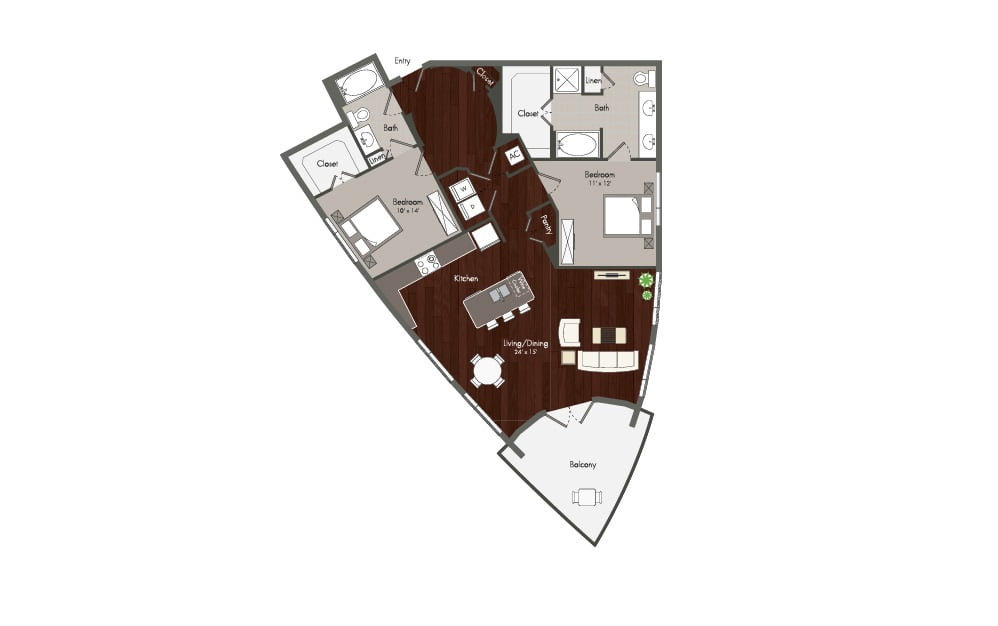 Elan Memorial Park 2 Beds floor plan, 1321 sqft