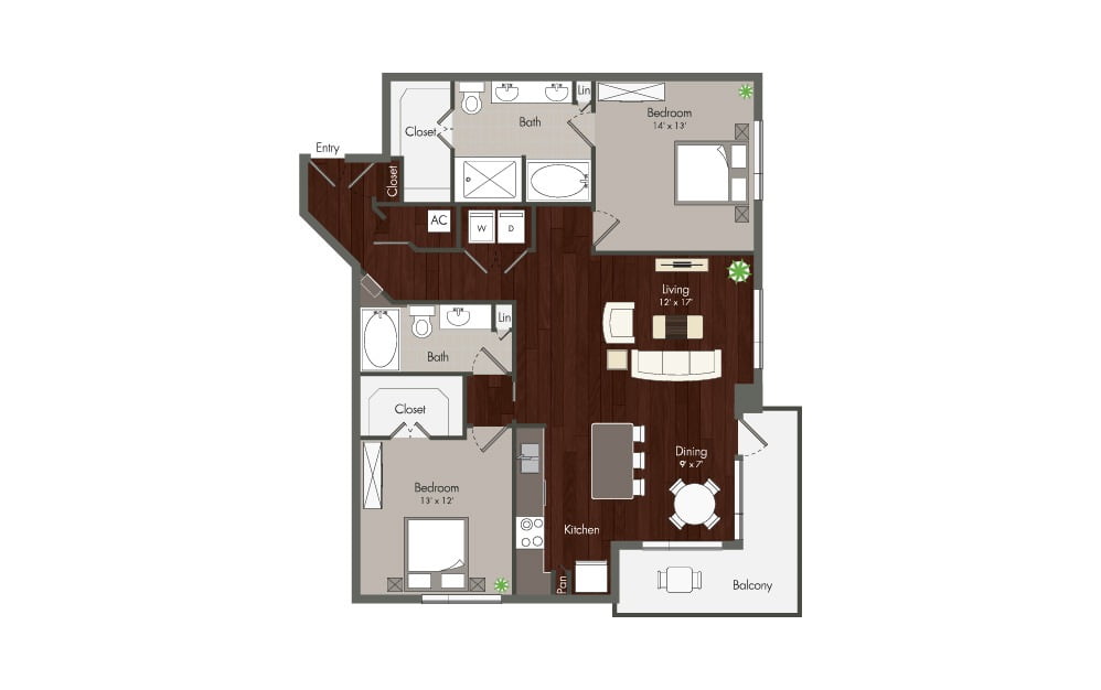 Elan Memorial Park 2 Beds floor plan, 1394 sqft