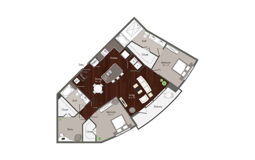 Elan Memorial Park 2 Beds floor plan, 1326 sqft