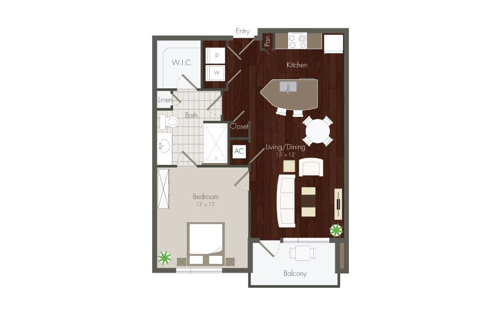 Elan Memorial Park 1 Bed floor plan, 752 sqft
