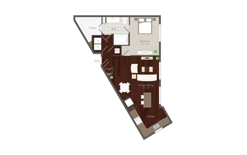 Elan Memorial Park 1 Bed floor plan, 792 sqft