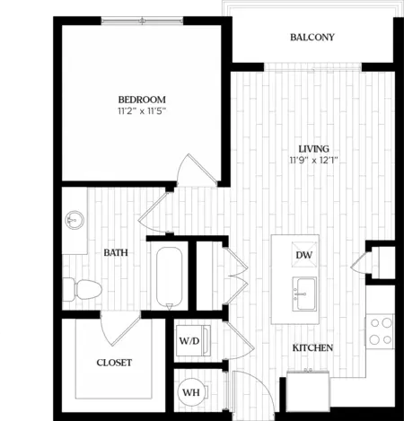 Alta Sunset Heights 1 Bed floor plan, 678 sqft