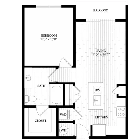 Alta Sunset Heights 1 Bed floor plan, 741 sqft