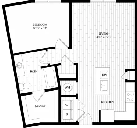 Alta Sunset Heights 1 Bed floor plan, 860 sqft