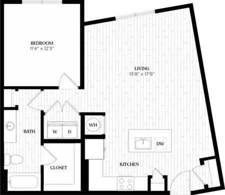 Alta Sunset Heights 1 Bed floor plan, 827 sqft