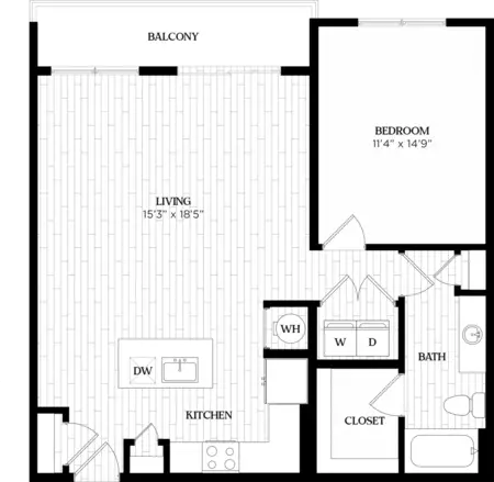 Alta Sunset Heights 1 Bed floor plan, 923 sqft