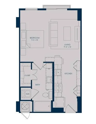 The James Park Place Studio floor plan, 540 sqft
