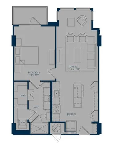 The James Park Place 1 Bed floor plan, 778 sqft