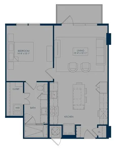 The James Park Place 1 Bed floor plan, 787 sqft