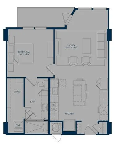 The James Park Place 1 Bed floor plan, 813 sqft