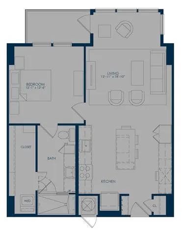 The James Park Place 1 Bed floor plan, 875 sqft