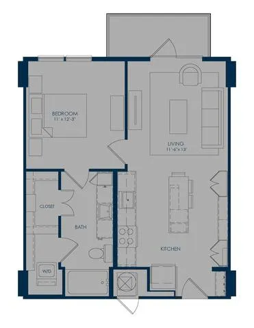 The James Park Place 1 Bed floor plan, 672 sqft