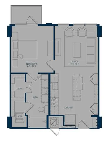 The James Park Place 1 Bed floor plan, 672 sqft