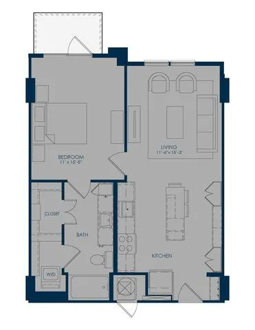 The James Park Place 1 Bed floor plan, 719 sqft