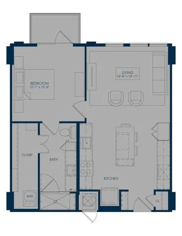 The James Park Place 1 Bed floor plan, 756 sqft
