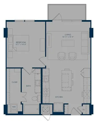 The James Park Place 1 Bed floor plan, 810 sqft