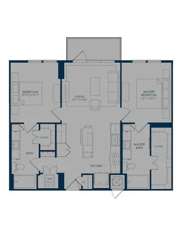 The James Park Place 2 Beds floor plan, 1026 sqft