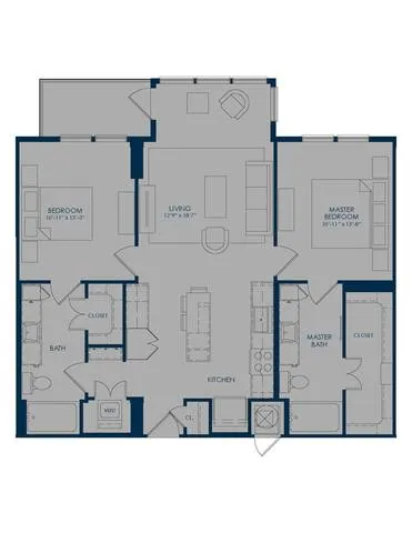 The James Park Place 2 Beds floor plan, 1091 sqft