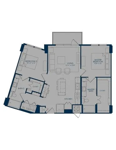 The James Park Place 2 Beds floor plan, 1096 sqft