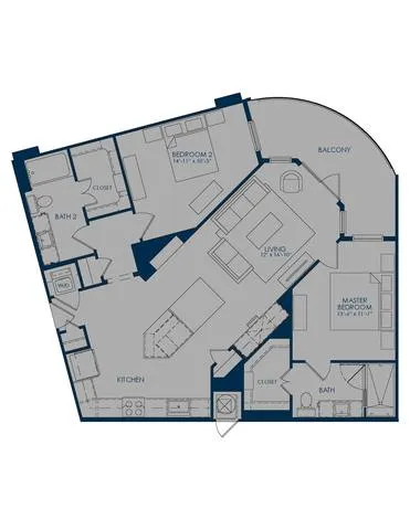 The James Park Place 2 Beds floor plan, 1217 sqft