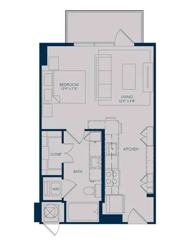 The James Park Place Studio floor plan, 504 sqft