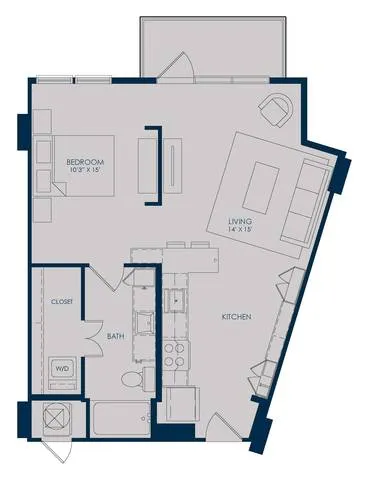 The James Park Place Studio floor plan, 684 sqft