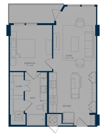 The James Park Place 1 Bed floor plan, 729 sqft