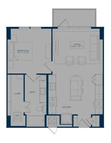 The James Park Place 1 Bed floor plan, 756 sqft