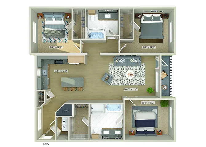 1810 Main 3 Beds floor plan, 1426 sqft