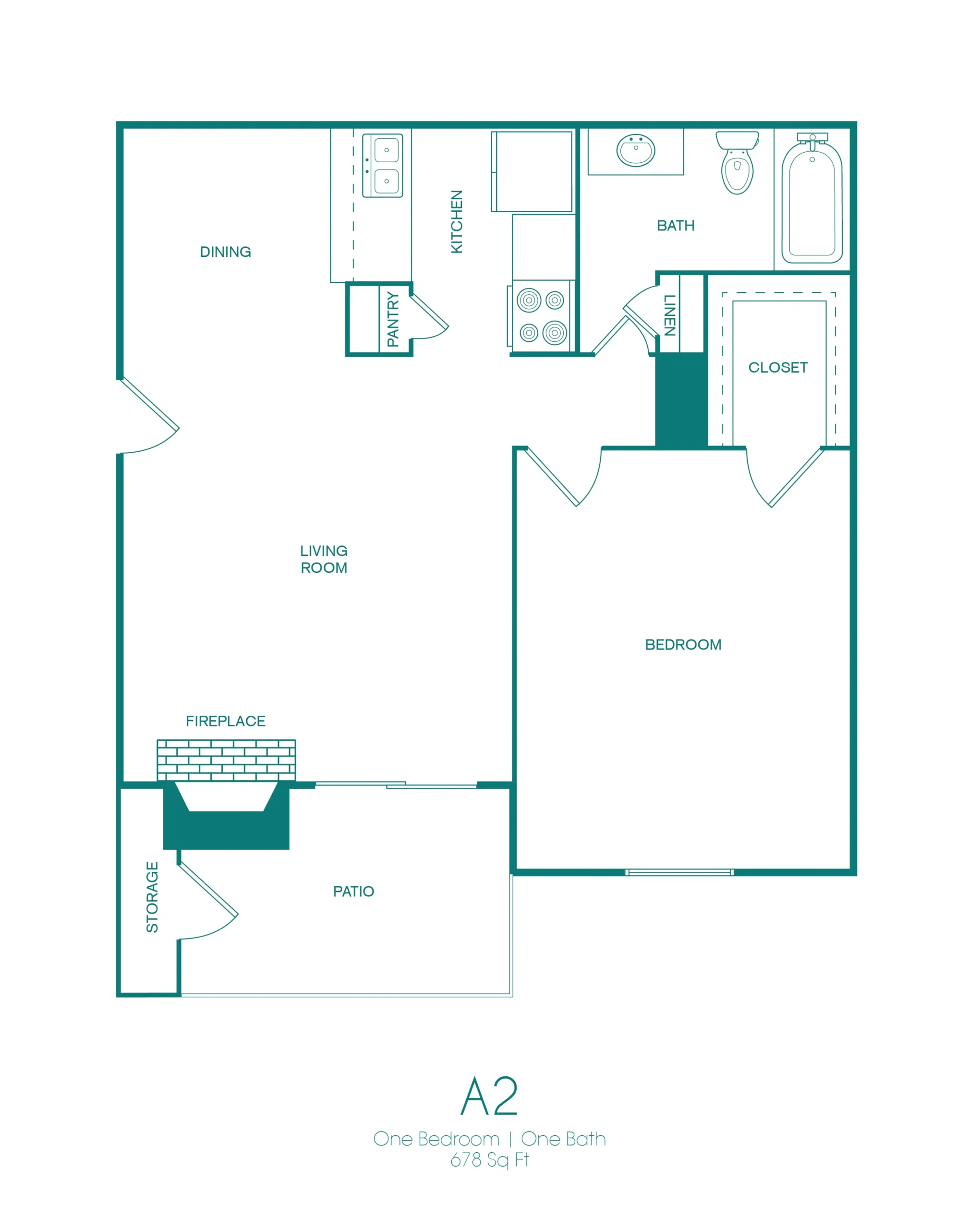 Westmount at Copper Mill 1 Bed floor plan, 678 sqft