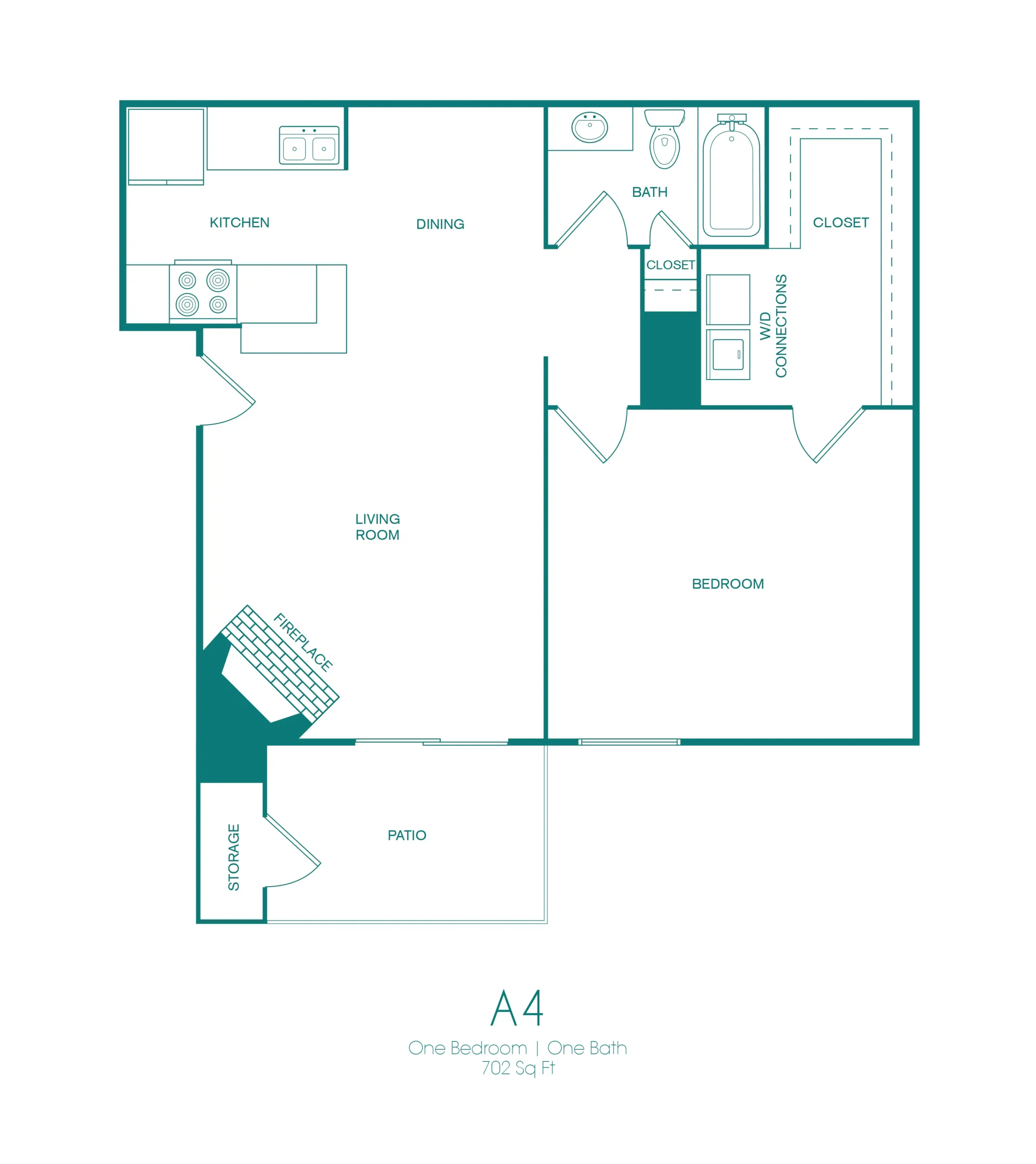 Westmount at Copper Mill 1 Bed floor plan, 702 sqft