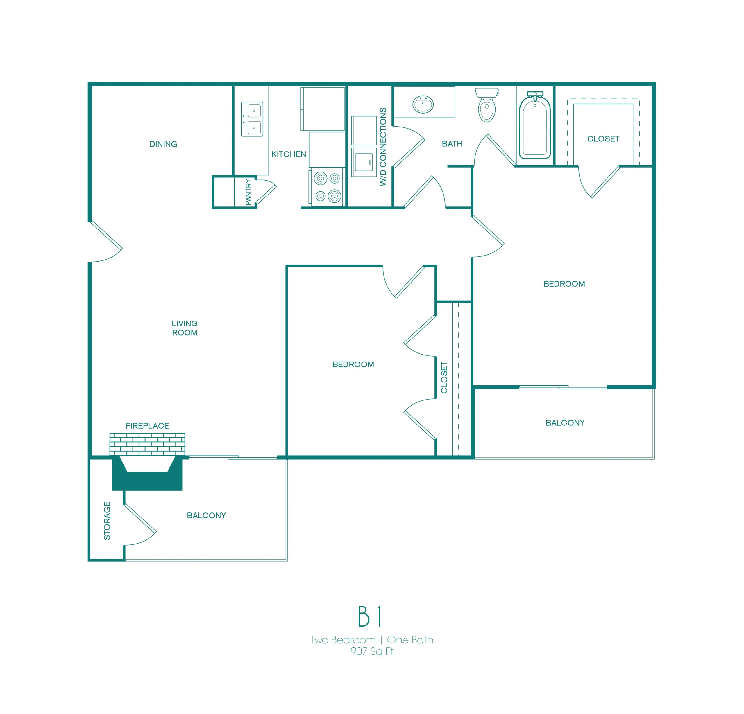 Westmount at Copper Mill 2 Beds floor plan, 907 sqft