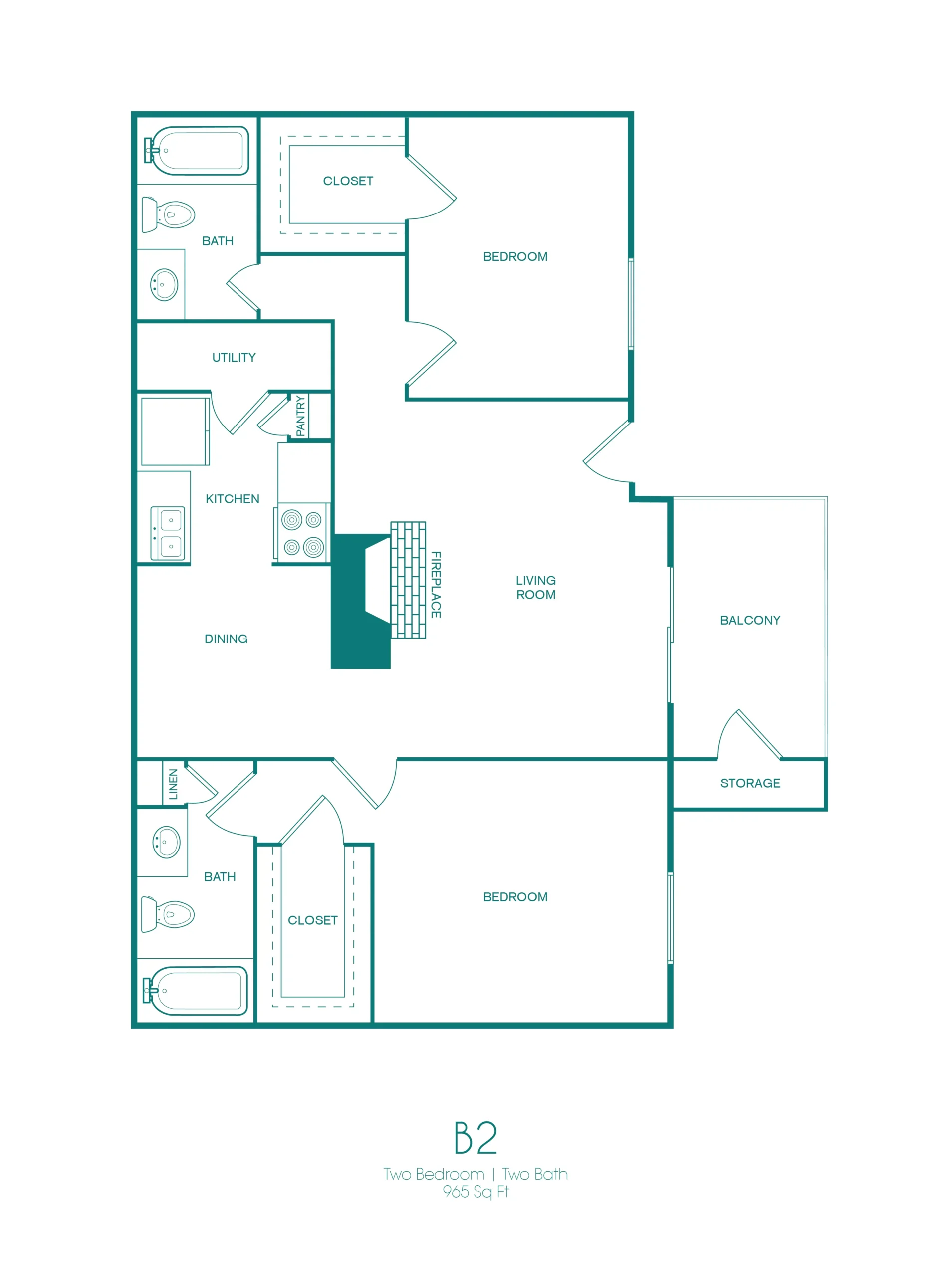 Westmount at Copper Mill 2 Beds floor plan, 965 sqft